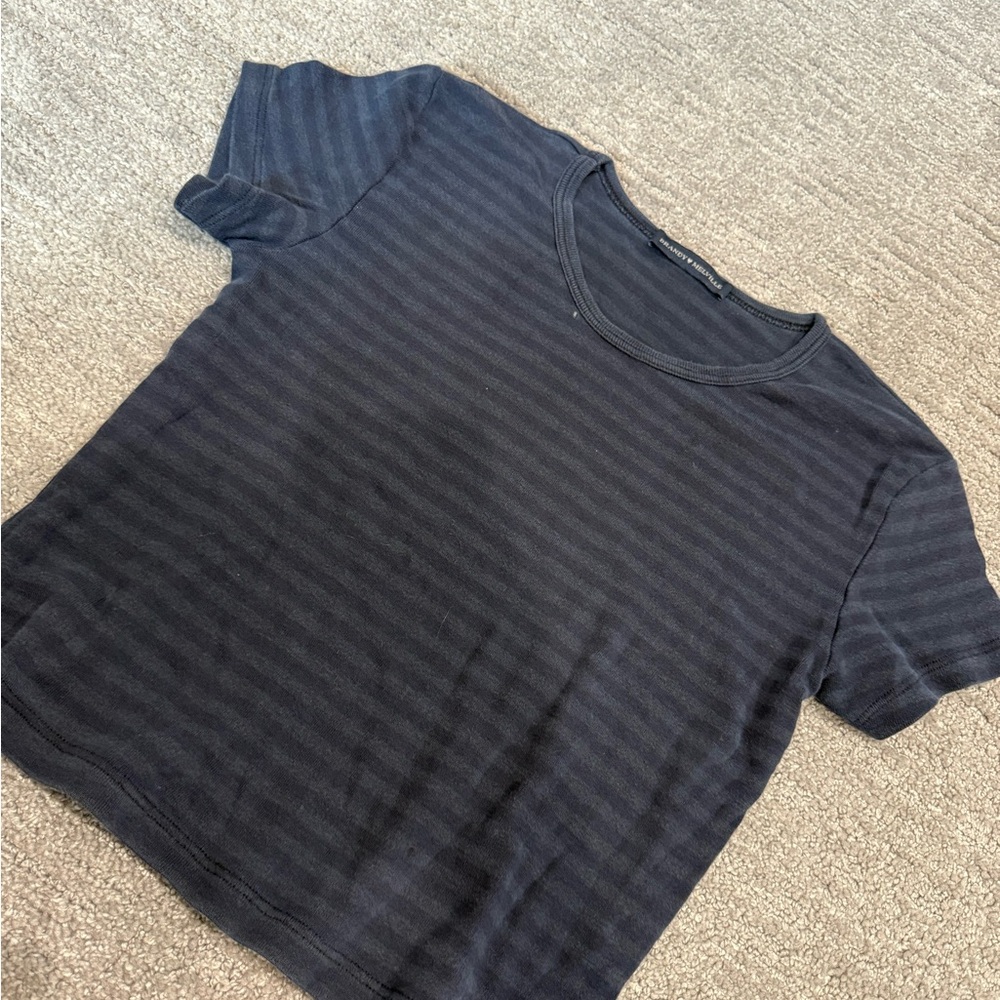 Brandy Melville navy Striped Short Sleeve Tee